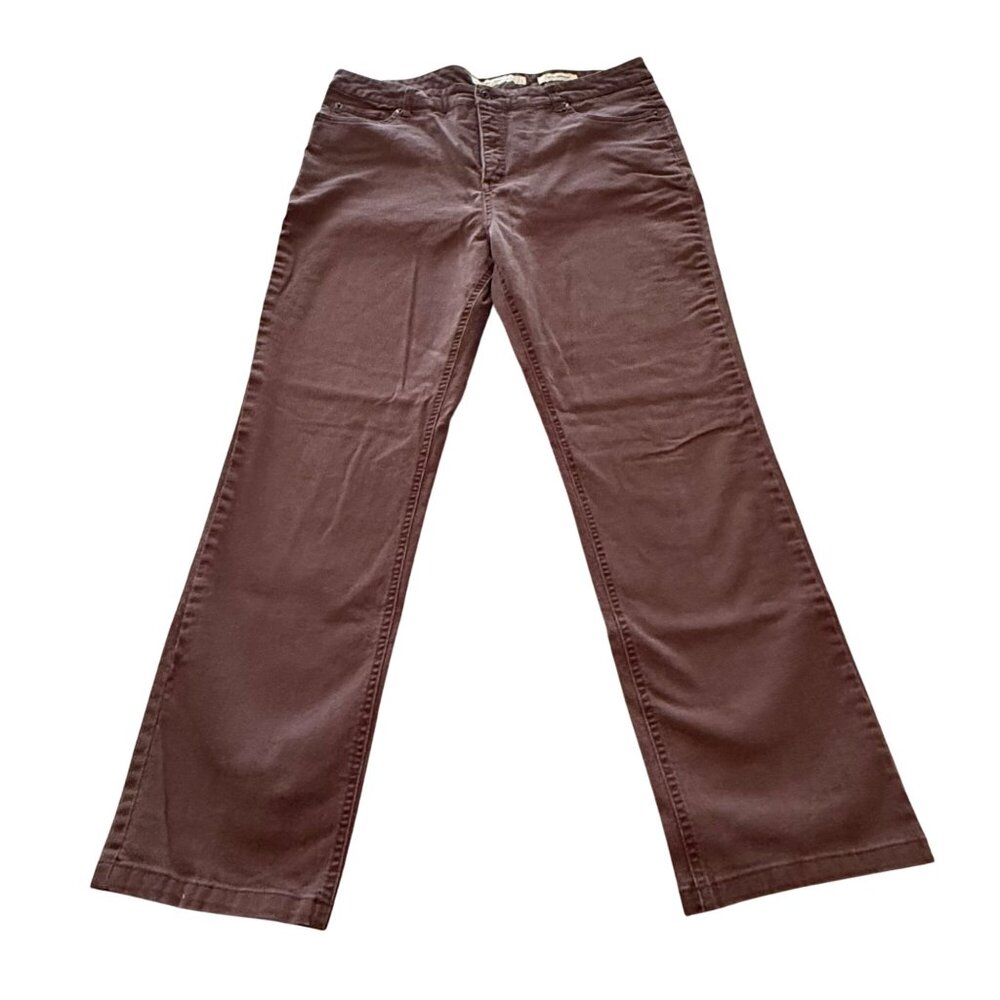 Jones New York Womens Sutton Straight Brown‎ Pants Size 14 (34x27.5) Slimming